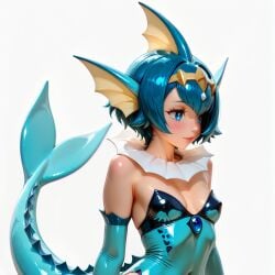 ai_generated beauty blue_eyes blue_hair clothes cosplay lana_(pokemon) pokemon sexy vaporeon vaporeon_(blitza) vaporeon_(cosplay)