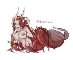 1girls alternate_version alternate_version_available artist_name female female_focus female_only humanoid humanoid_female humanoid_focus jester_romut monster monster_girl multi_horn pixiv scp-5001 scp-5001-a scp_foundation solo solo_female solo_focus ugly_female watermark yaldabaoth