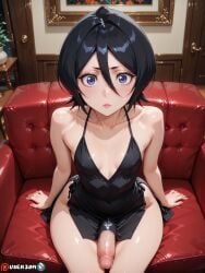 ai_generated anime ass big_dick big_penis black_hair bleach clothes fat_ass femboy gay genitals hair highres hips hips_wider_than_shoulders japanese kuchiki_rukia long_hair male male_only massive_penis partially_clothed penis purple_eyes rule_63 short slim_waist trap twink uncensored userzon waist white_skin yaoi