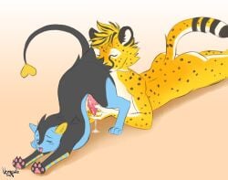 absurd_res anal animal_genitalia animal_penis anthro anthro_on_feral anthro_rimming_feral ass ass_up black_body black_fur blue_body blue_fur bodily_fluids cheetah cum cum_drip dripping duo eagle_orion erection felid feline feral feral_rimmed fur generation_4_pokemon genital_fluids genitals handjob handjob_while_rimming hi_res luxray male male/male mammal markings nintendo oral pawpads paws penile penile_spines penis pokemon pokemon_(species) rayn_luxray reach_around rimming sex size_difference spots spotted_body stretching_arms tail tongue tongue_out vorpale zoophilia