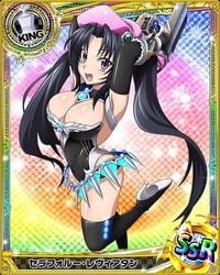 animius black_hair clothing gun high_school_dxd large_breasts purple_eyes serafall_leviathan stockings tagme translation_request