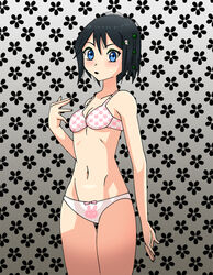 black_hair blue_eyes bra female female_only glee-chan harry_potter pansy_parkinson panties short_hair small_breasts solo