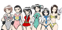 6+girls 6girls battle_fever_j bikini blue_swallow choujin_sentai_jetman dekaranger dekayellow engine_sentai_go-onger female female_only jasmine(dekaranger) juken_sentai_gekiranger leotard marika_reimon mele_(juken_sentai_gekiranger) miss_america_(battle_fever_j) multiple_girls samurai_sentai_shinkenger shinken_red skimpy skimpy_armor skimpy_clothes super_sentai tagme tokusatsu tokusou_sentai_dekaranger wink winking yuka_hirata