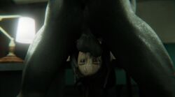 1boy 1girls 3d balls blowjob blue_eyes brown_hair claire_redfield claire_redfield_(jordan_mcewen) cum cum_on_face deepthroat duo fellatio female grey_skin light-skinned_female light_skin lying lying_on_back male monster mr_x on_back oral oral_penetration oral_sex penis resident_evil resident_evil_2 resident_evil_2_remake stephanie23 sword_swallowing_position unseen_male_face