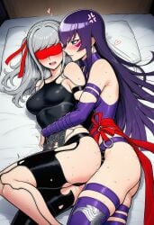 ai_generated anal_sex angry_sex arms_behind_back arms_tied arms_tied_behind_back bedroom birdawg16 blindfold blushing bondage cosplay danganronpa danganronpa_2:_goodbye_despair facepaint grey_hair highschool_of_the_dead lesbian_sex lezdom lezsub marvel_rivals nier:_automata pekoyama_peko pounding_ass psylocke_(cosplay) purple_hair saeko_busujima strap-on strapon strapon_in_ass viewed_from_above yorha_a2_(cosplay) yuri