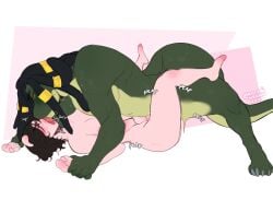 2023 2boys anal anal_sex anthro black_hair blush closed_eyes commission countershading crocodile crocodilian dreadlocks genderswap_(ftm) green_body hair_rings hi_res hooves ikshun kissing long_hair male male/male male_only male_penetrating male_penetrating_male muscular muscular_male nada_(nadacheruu) nadacheruulewd narrowed_eyes nude nude_male orange_eyes pink_body rule_63 sex suid sus_(pig) tongue_kiss yaoi
