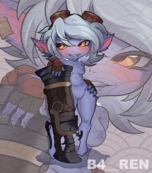 b4__ren big_ass big_thighs breasts completely_nude exposed_breasts exposed_pussy female female_only league_of_legends league_of_legends:_wild_rift nude purple_body purple_skin pussy shortstack tristana yordle
