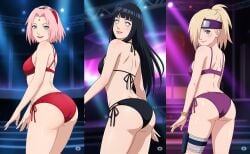 ai_generated ass bikini hyuuga_hinata ino_yamanaka looking_at_viewer naruto sakura_haruno