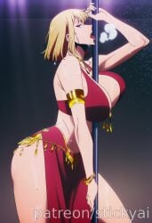 1girls ai_generated anime blonde_hair breasts breasts cha_hae_in eyes female fit medium_hair nsfw purple_eyes solo_leveling stickyai