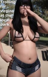 bangs belly bikini bikini_top blowjob_gesture cheating cheating_wife chubby female hdr_ntrgirl hdregrets hotpants jean_shorts large_breasts long_hair netorare ntr plump short_shorts shorts wedding_ring
