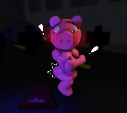 3d ass blush breasts car clothes_off covering_breasts covering_crotch dress embarrassed embarrassed_nude_female exclamation_mark eyebrows eyelashes nikkipickle nude penny_(piggy) pig piggy_(game) road silhouette window