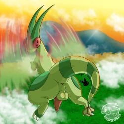 absurd_res erection feral flygon flying generation_3_pokemon hi_res male ninjatommy21 nintendo pokemon pokemon_(species) rear_view sky solo