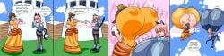 2girls alternate_breast_size artist_request breast_expansion breasts breasts_bigger_than_head cat_girl expansion female female_focus female_only floating huge_breasts human human_female human_only hyper hyper_breasts kemonomimi light-skinned_female light_skin mario_(series) nintendo princess_daisy source_request unrealistic_proportions