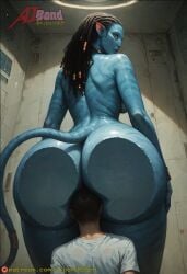 1boy 1girls 20th_century_fox 20th_century_studios ai_generated aibond alien alien/human ass_on_glass avatar back_view backboob bare_thighs bathroom big_ass big_breasts big_butt black_hair blue_body blue_skin breasts face_in_ass fat_ass female gigantic_ass glass huge_breasts huge_thighs interspecies large_breasts light-skinned_male light_skin long_hair looking_back male massive_ass na'vi neytiri nude nude_female squatting sweat sweatdrop thick_body thick_female thick_thighs thighs voluptuous voluptuous_female yellow_eyes