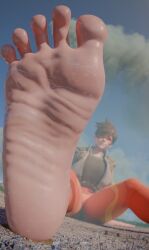 3d 3d_(artwork) barefeet barefoot blizzard_entertainment british british_female brown_hair brown_hair brown_hair_female brunette_hair city clothed clothed_female european european_female feet feet female female_focus female_only foot_fetish giantess giga_giantess lena_oxton overwatch overwatch_2 short_hair short_hair_female solo solo_female solo_focus tanqian6918 tracer
