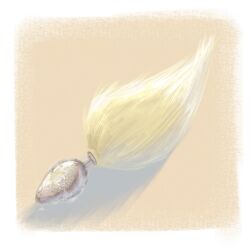 10_shii anal_tail border brown_background butt_plug english_commentary fake_tail highres no_humans original sex_toy shadow sidelighting still_life suggestive_fluid tail white_border yellow_tail