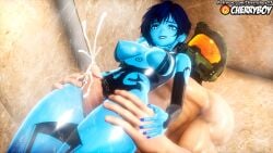 1boy1girl 3d 3d_(artwork) 4k absurd_res absurdres alternate_version_at_source alternate_version_available big_breasts big_penis blender blender_(software) blue_body blue_hair blue_skin bob_cut canon_couple cherryboy cortana cum cumming faceless_male halo_(game) halo_(series) heart-shaped_pupils heart_eyes helmet high_resolution highres holding holding_legs master_chief muscular muscular_male shower shower_sex showering thick_thighs thigh_sex