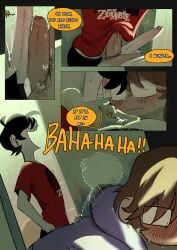 acne adam_(tottalyaw31rd0) bathroom black_hair blush brown_hair chubby_male clothed comic fantasizing foreskin frotting gay gay_domination gay_sex glasses long_penis masturbation pale_skin_male partially_clothed penis_size_difference public_bathroom sam_(tottalyaw31rd0) skinny sweating text thick_penis tottalyaw31rd0 uncut vitiligo yaoi
