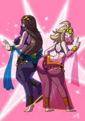 2girls agnes_oblige ass ass_cleavage axel-rosered big_ass bravely_default:_flying_fairy butt_crack dat_ass edea_lee