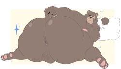 2025 5_fingers absurd_res angusart anthro anus ass backsack balls bear ben_bigger big_butt black_claws black_nose brown_body brown_fur claws english_description fingers fur genitals hi_res looking_back male mammal mihoyo nipples nude_anthro nude_male overweight overweight_anthro overweight_male pawpads perineum pillow pink_nipples pink_pawpads presenting presenting_anus rear_view small_tail solo tail zenless_zone_zero