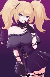 ani_(twitter) ani_(xai) ani_grok blonde_hair blue_eyes blush breasts breasts dress female female_focus female_only grok grok_(x) grok_(xai) hands-free hd pose pov_eye_contact rolander_flex shy teenager thighs