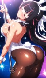 ai_generated angel angel_wings arched arched_back ass ass ass_focus back_arched bangs black_hair blunt_bangs blush bunny_ears bunny_girl bunny_tail bunnysuit butt_focus closed_eyes closed_mouth closed_smile columbina_(genshin_impact) fatui genshin_impact hair_ornament hoyoverse illyfurina long_hair masked masked_female medium_breasts pantyhose pink_streak pixai pole pole_between_breasts pole_dancer pole_dancing seducing seduction seductive seductive_body seductive_gaze seductive_mouth seductive_pose seductive_smile smile smiling stable_diffusion standing streaked_hair wings wings_on_head