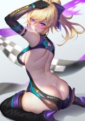ass ass_cutout brick_(atelier_brick) corruption female genshin_impact heels jean_gunnhildr purple_eyes race_queen thighs