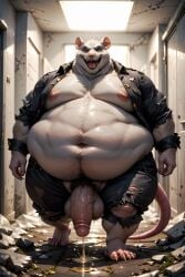 ai_generated anthro balls fat fat_male furry furrypornaddiction huge_belly looking_at_viewer male morbidly_obese morbidly_obese_male mouse obese obese_male peeing penis rat solo thick_thighs urine urine_stream veiny_penis wide_hips