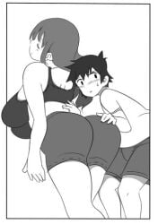 1boy 1girls aaa_(nisetsuru) ass ass big_ass big_breasts big_breasts big_butt breasts breasts couple cover_page grabbing grabbing_ass hentai huge_ass huge_boobs huge_breasts huge_butt long_hair long_hair_female manga short_hair short_hair_male tagme