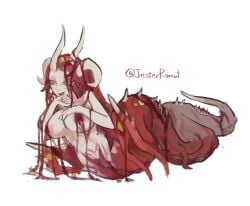 1girls alternate_version alternate_version_available artist_name female female_focus female_only humanoid humanoid_female humanoid_focus jester_romut monster monster_girl multi_horn pixiv scp-5001 scp-5001-a scp_foundation solo solo_female solo_focus ugly_female watermark yaldabaoth