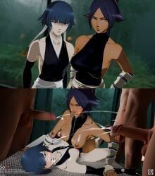 bleach breasts bukkake female male multiple_males multiple_penises penis shihouin_yoruichi soifon sui-feng tagme