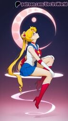 1girls 2025 ai_generated artist_name back_bow bishoujo_senshi_sailor_moon blonde_hair blue_sailor_collar blue_skirt boots bow brooch choker circlet crescent crescent_earrings crescent_moon double_bun earrings elbow_gloves electroworld female full_body full_moon galaxy gloves hi_res high_quality high_resolution highres jewelry knee_boots long_hair magical_girl moon moonlight night night_sky patreon patreon_username planet red_bow red_choker sailor_collar sailor_moon sailor_senshi_uniform shooting_star skirt sky solo space stable_diffusion star_(sky) starry_sky tiara twintails usagi_tsukino watermark white_gloves