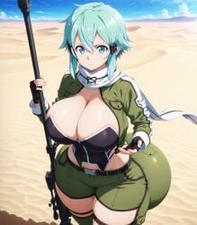 1girls absurdres ai_generate ai_generated aqua_eyes aqua_hair areola asada_shino ass ass_expansion bangs bare_shoulders belly big_ass big_breasts bimbo black_gloves blush bottom_heavy breast_expansion breast_suppress breasts bubble_butt bulge butt_inflation collarbone covered_nipples covering_breasts cowboy_shot cropped_jacket curvaceous curvy dessert elmenois expansion fake_breasts female female_focus female_only fingerless_gloves full_body fully_clothed fully_clothed_female gigantic_ass gigantic_breasts glass gloves gun gun_gale_online gyaru hair_ornament hairclip hentai hi_res high_resolution highres hips holding_object holding_weapon hood hourglass_figure huge_ass huge_breasts hyper_ass hyper_breasts inflation jacket large_breasts looking_at_viewer nipples no_bra open_clothes open_mouth oppai outdoors panties partially_visible_vulva progression pussy rifle sand scarf shiny shiny_skin short_hair short_shorts shorts sinon sitting smile solo solo_female solo_focus spread_legs standing standing_female sword_art_online tagme thick_ass thighs transformation uncensored undersized_clothes upper_body voluptuous voluptuous_female weapon