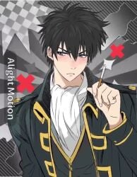 alternate_costume animated anon big_pecs black_hair blue_eyes blush bouncing_pecs bowtie bunny_ears detached_collar drooling embarrassed gintama heart-shaped_pupils hijikata_toshiro looking_pleasured male male_only male_playboy_bunny pecs police_officer police_uniform puffy_nipples riding_crop sapomu4 shinsengumi_(gintama) solo_focus sound sweatdrop tagme upper_body video