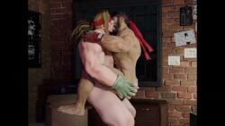alex_(street_fighter) anal anal_sex animated bara beard blonde_hair gay kissing kissing_while_penetrated makeout male male_only muscular muscular_male no_sound ryu_(street_fighter) standing_sex street_fighter tagme video volt10000