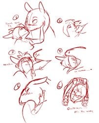 blush breasts closed_eyes comic dialog english_text face_sucking fangs female french_kiss fur hair human kissing leelee licking male mammal nintendo open_mouth pokemon pokemon_(species) saliva sharp_teeth sketch teeth text tongue tongue_out typhlosion video_games vore