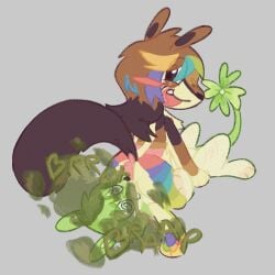 anthro anus chipmunk clover_(plant) clover_leaf dipodid duo fart fart_fetish fart_sniffing farting_on_face female female/female fur gas ground_squirrel hi_res hypnotic_eyes jerboa leaf mammal multicolored_body multicolored_fur original_character_do_not_steal plant puffy_anus rainbow_body rainbow_fur rodent sciurid smelly sniffing toony weeklyparty