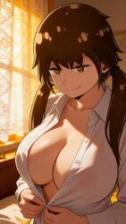 1girls absurd_res ai_generated bed bedroom breasts brown_hair esther_waifu esthersita female female_focus guibelverse huge_breasts nipples_visible_through_clothing revealing_breasts smile suggestive_look suggestive_posing tagme twintails voluptuous voluptuous_female