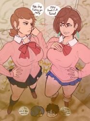 2boys 2girls brown_hair dandadan disgusted_expression english_text fart fart_cloud fart_fetish farting gassy juanesafm_(artist) momo_yaoyorozu