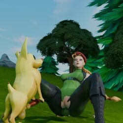 3d 3d_(artwork) blonde_hair cammy_white cammy_white_(fortnite) different_eye_color dog dog_ears dog_penis dog_tail epic_games female feral feral_on_human fortnite fortnite:_battle_royale grabbing green_shirt holding holding_feral holding_object iam_yann interspecies looking_at_penis looking_at_viewer looking_down peels_(fortnite) penis penis_out pussy pussy_visible pussy_visible_through_clothes showing_pussy size_difference tagme yellow_body yellow_hair zoophilia