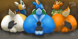2:1 anal anal_penetration animal_crossing anthro anus balls bam_(animal_crossing) beau_(animal_crossing) blue_body blue_fur bodily_fluids bottomless butt butt_focus clothed clothing deer disembodied_hand disembodied_penis drain_scat fingering fur genitals group half_naked hi_res horn looking_at_viewer looking_back looking_back_at_viewer lopez_(animal_crossing) male male/male mammal nintendo orange_body orange_fur penetration penis simple_background sweat sweaty_butt tail tan_body tan_fur trio wide_hips