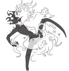 hollow_knight hollow_knight:_silksong hollow_knight_(franchise) team_cherry lesbian_sex yuri bug bug_girl 2girls phantom_(hollow_knight) white_body black_body wraith_(hollow_knight) fingering fingering_pussy sweat sweating sweating_female blushing blushing_female blush blush_lines penetration