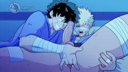 2boys anal anal_fingering animated ass balls bandage bandages bandaid blonde_hair blush boku_no_hero_academia dark_hair erection fingering freckles gay green_hair hi_res highres hospital hospital_bed hospital_gown hospital_room izuku_midoriya katsuki_bakugou luckylui male male/male male_focus male_on_male male_only male_penetrated male_penetrating_male my_hero_academia no_sound one_eye_closed open_mouth scar scratches smiling spiky_hair spread_legs tagme taint uncut unretracted_foreskin video yaoi