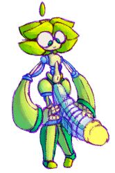 2023 ahoge alpha_channel big_penis bitwily blue_body dithering erection eyewear femboy genitals glans glasses green_body green_eyes green_hair hair holding_penis huge_penis humanoid hyper hyper_genitalia hyper_penis looking_down machine male male_focus male_only metal_penis midori_(bitwily) nude_male outline penis robot robot_penis round_glasses simple_background smile solo standing transparent_background vein veiny_penis
