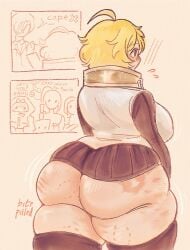 bitepilled project_moon limbus_company don_quixote_(limbus_company) index_(identity)_(project_moon) index_don_quixote short_hair blonde_hair blonde_female short_hair_female ahoge miniskirt alternate_body_type clothed_female clothed ass_out collar back_view behind_view thighhighs thigh_highs absolute_territory ass ass_focus ass_bigger_than_head ass_bigger_than_torso slap_mark bite_mark bite_marks bite_mark_on_ass bite_mark_on_thigh slap_mark_on_ass big_ass huge_ass massive_ass pear-shaped_figure shortstack shackled_neck shackled shackles big_breasts nose_blush muffin_top black_legwear black_thighhighs black_skirt orange_eyes messy_hair ass_cleavage