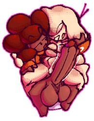 2022 accessory ahoge aliasing alpha_channel balls belt_bra big_balls big_breasts big_penis bitwily bottomless bottomless_male breasts brigadeiro_(bitwily) brown_balls brown_body brown_hair clothed clothing digital_media_(artwork) dithering duo eye_through_hair eyebrow_through_hair eyebrows female foreskin genitals glans goo_creature hair huge_balls huge_penis human humanoid hyper hyper_genitalia hyper_penis looking_at_another male mammal motion_lines navel open_mouth orange_clothing orange_sweater orange_topwear outline penis penis_accessory penis_bow penis_ribbon pink_outline ribbons simple_background sitting smile sweater throbbing throbbing_penis topwear translucent translucent_hair transparent_background white_body white_hair