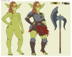 artist:drealure goblin goblin_female shortstack monster monster_girl clawed_feet barefoot feet green_skin pussy breasts 1girl