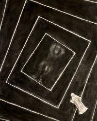 2026 absurd_res ambiguous_gender blurred_character charcoal_(artwork) darkness duo equid equine floating greyscale hands_above_head hi_res hooded_cloak hooded_figure horse male mammal monochrome sharkinthepark traditional_media_(artwork)