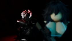 1boy 2girls 3d breasts clothing cometrr34 dark-skinned_female duo_focus furry gun roblox roblox_avatar robloxian self_upload standing tagme thighs