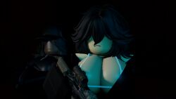 2girls 3d breasts clothing cometrr34 dark-skinned_female female_only gun roblox roblox_avatar robloxian self_upload tagme